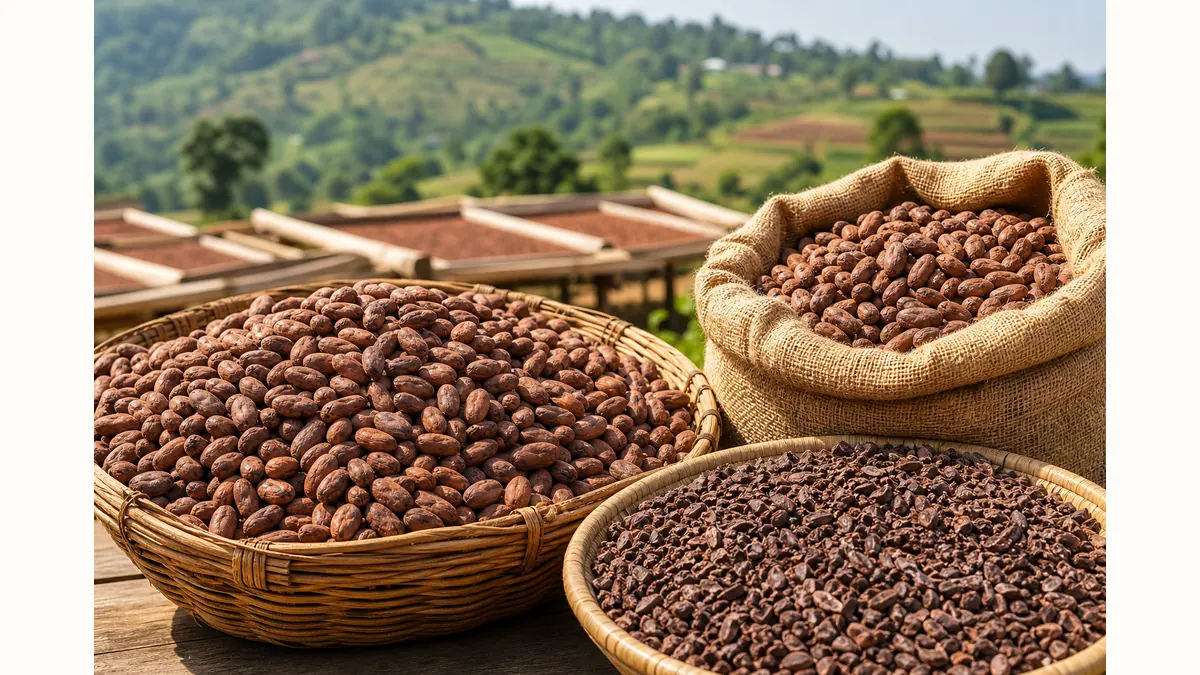 Cocoa beans prepared for supply in Uganda